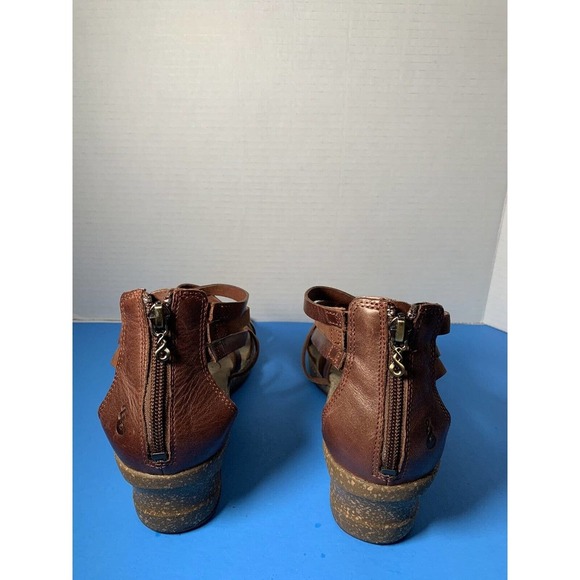 Ahnu Strappy Brown Leather Huarache Wedge Sandals Womens Size 10 Cork - Picture 4 of 11